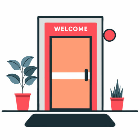 Modern Welcome Doormat Concept with Creative Illustrationのイラスト素材