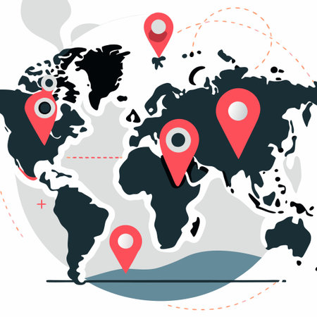 World map with pins. Vector illustration for your design. Eps10のイラスト素材
