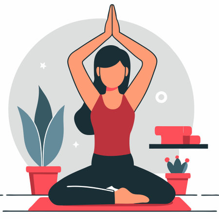 Illustrative Depiction of the Transformative Nature of Yoga Practiceのイラスト素材