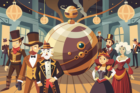 Captivating Ball with Guests in Exquisite Formal Attireのイラスト素材