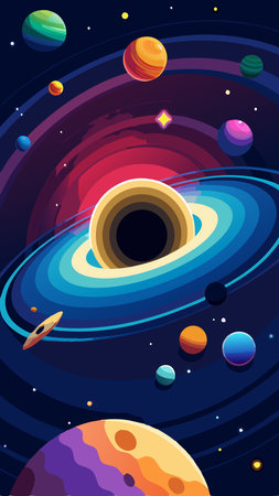 Supermassive Black Hole Residing at the Nucleus of an Elliptical Galaxyのイラスト素材