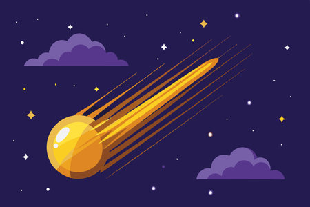 Majestic Comet Blazing Through the Night Sky in Stunning Illustrationのイラスト素材