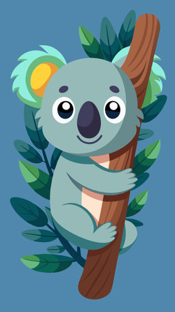 Adorable Koala Embracing a Eucalyptus Branch in the Wildのイラスト素材