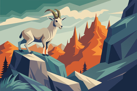 Mountain Goat Ascending Rugged Terrain with Determinationのイラスト素材