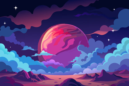 Cosmic Wonder: A Luminous Nebula's Brilliant Glow in Spaceのイラスト素材