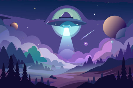 Silhouette of a Spaceship Soaring Through the Cosmic Voidのイラスト素材