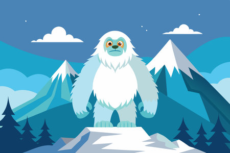 Majestic Yeti Encounter on a Snowy Mountaintopのイラスト素材