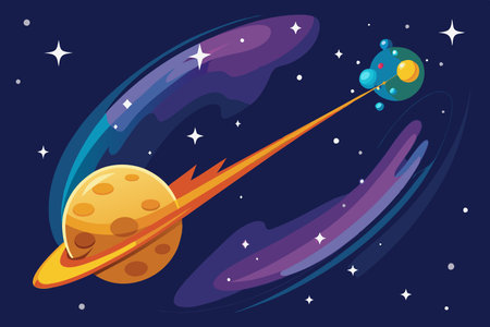 Majestic Shooting Star Illuminating the Night Sky Over a Starry Constellationのイラスト素材