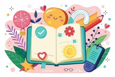 Colorful Journal Filled with Handwritten Positive Affirmationsのイラスト素材