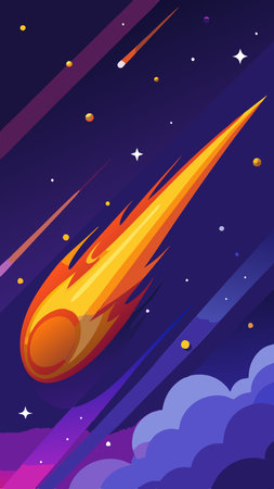 Comet Soaring through the Vastness of Space with Trail of Lightのイラスト素材