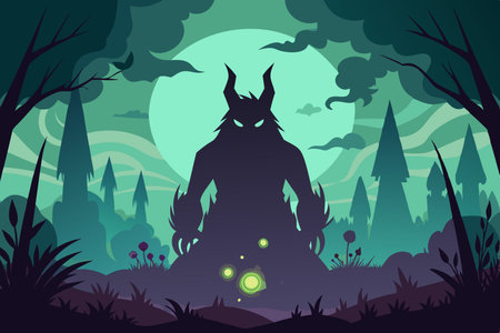 Mysterious Silhouette of a Mythical Creature Vanishing into the Twilightのイラスト素材