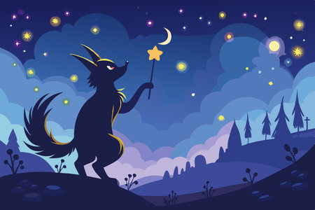 Magical Creature's Silhouette Adorns the Canvas of the Skyのイラスト素材