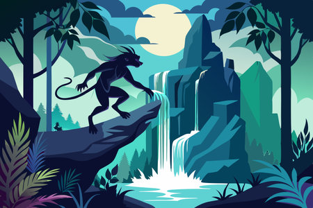 Ethereal Mystical Creature Ascending from the Depths of the Waterのイラスト素材