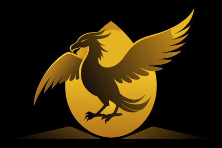 Majestic Phoenix Silhouetted on a Gleaming Gold Eggのイラスト素材
