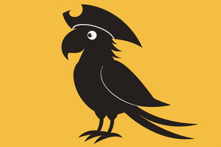 Silhouette of a Pirate Parrot with a Majestic Hatのイラスト素材