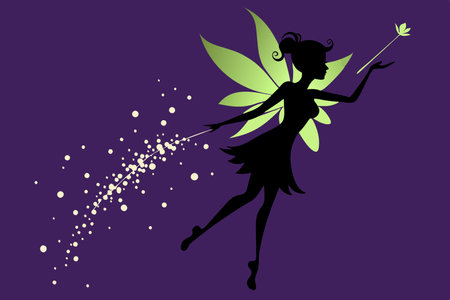 Ethereal Pixie Spreading Enchanting Fairy Dust Across a Starry Nightのイラスト素材