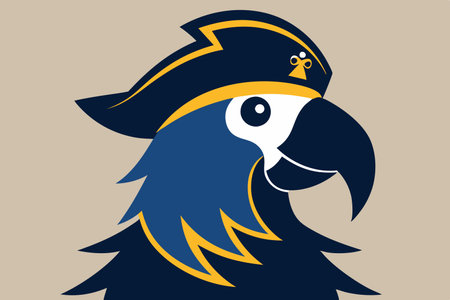 Silhouette of a Talkative Parrot Adorned with a Pirate's Hatのイラスト素材