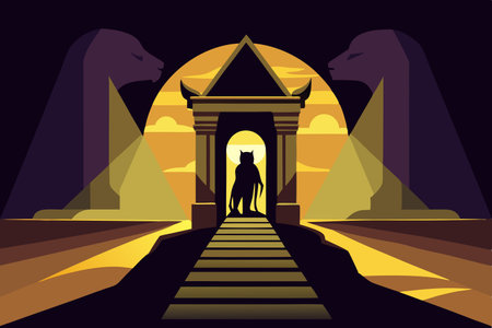The Sphinx's Watchful Guard Protects the Ancient Entrancewayのイラスト素材