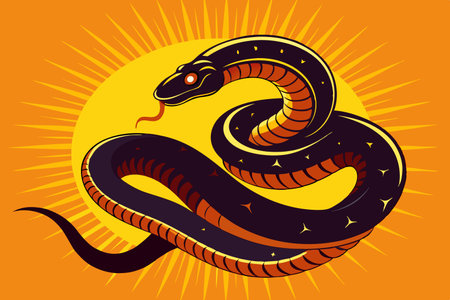 Coiled Serpent Basking in the Sun's Warmthのイラスト素材