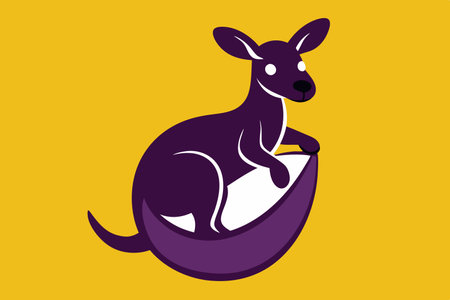 Peek-a-Boo: A Baby Kangaroo's Curious Appearance in Silhouetteのイラスト素材