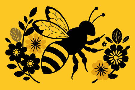 Buzzing Delight: Silhouette of a Bumblebee Amidst Fragrant Flowers