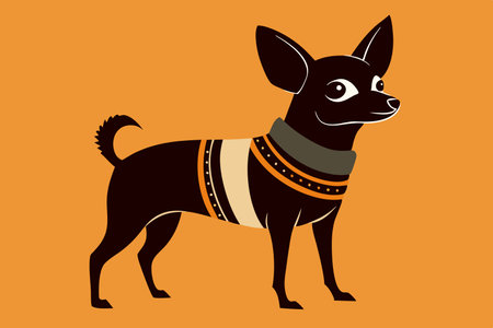 Adorable Chihuahua in Cozy Sweater: A Silhouette of Warmthのイラスト素材