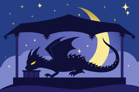 Majestic Slumber of the Azure Dragon Beneath an Enchanting Canopyのイラスト素材