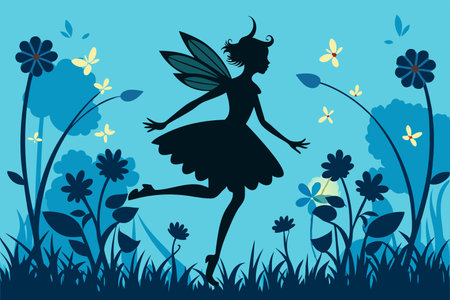 Ethereal Grace: A Fairy's Dance in a Flowery Meadowのイラスト素材