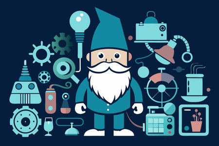 Enigmatic Gnome Envisioning Extraordinary Creations in Shadowy Silhouetteのイラスト素材