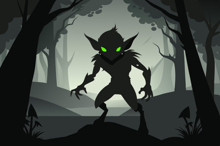 Shadowy Goblin Lurking in the Dimness, Concealed and Stealthyのイラスト素材