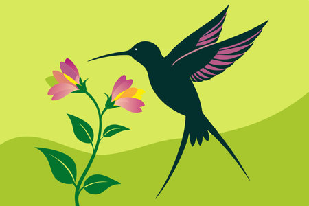 Graceful Hummingbird's Floral Dance in Mid-Airのイラスト素材