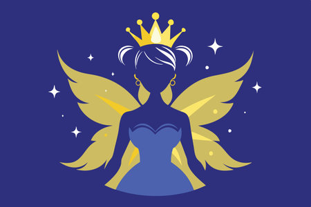 Enchanting Silhouette of a Fairy Queen with a Glimmering Crownのイラスト素材