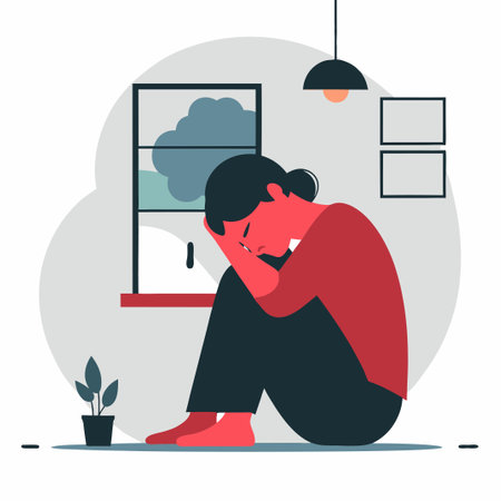 Illustrative Representation of Depression and Its Impact on Mental Healthのイラスト素材