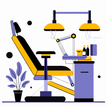 Modern Dental Equipment and Chair Concept Illustration for Dental Officeのイラスト素材