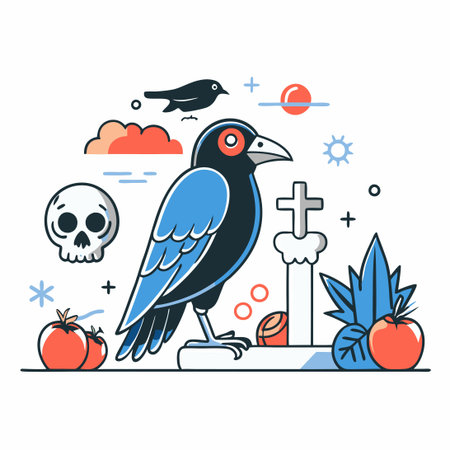 Deathly Omen: Unveiling the Symbolic Significance of the Crowのイラスト素材