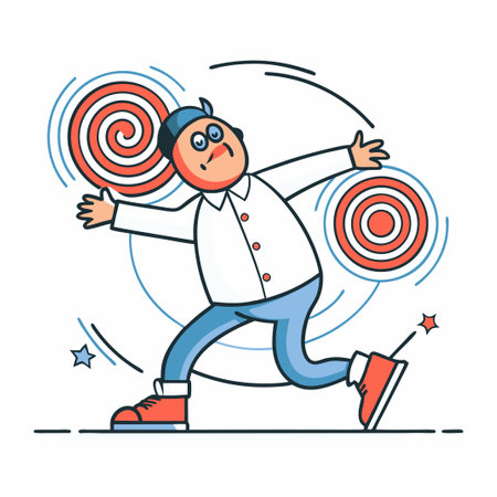 Dizzying Conceptual Illustration Depicting Confusion and Thought Patternsのイラスト素材