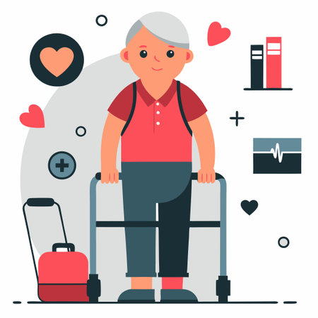 Illustrated Concept of Comprehensive Care and Support for the Elderlyのイラスト素材