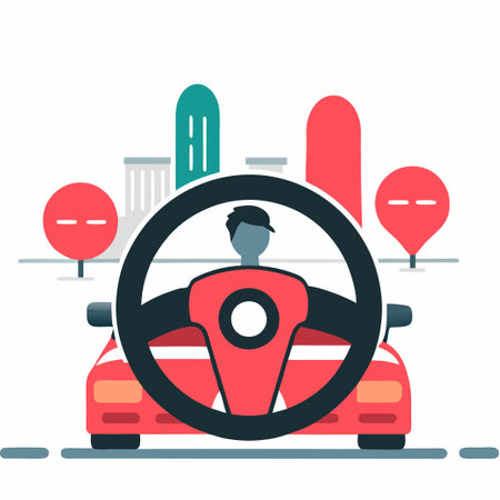 Conceptual Illustration of Modern Vehicle Technologies for Advanced Drivingのイラスト素材