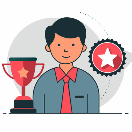 Employee of the Month Recognition and Award Illustration with Trophy
