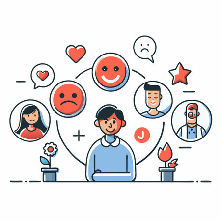 Emotional Feedback Visualized in a Modern Illustrationのイラスト素材