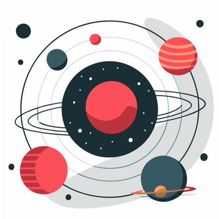 Depiction of the Solar System with Orbits and Planets