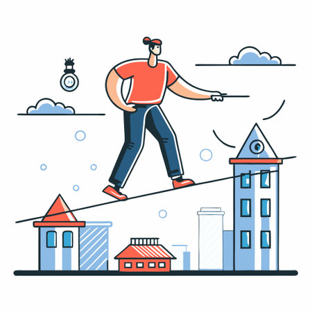 Illustrating the Concept of Stability Through a Balancing Graphic Designのイラスト素材