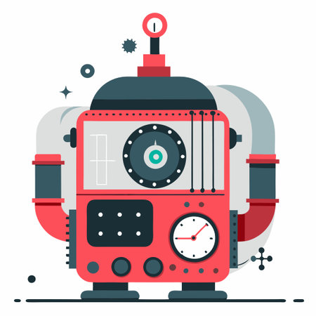 Steampunk Time Machine Design Concept in a Futuristic Setting with Complex Gears and Mechanical Detailのイラスト素材