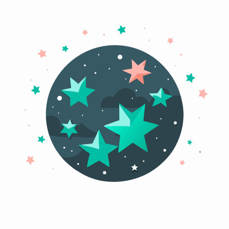 Tranquil Starry Night Sky Conceptual Illustration with Shimmering Starsのイラスト素材