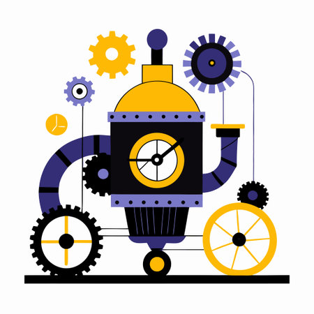 Concept Illustration of a Steampunk Time Machine Depicting Time Travel Technologyのイラスト素材