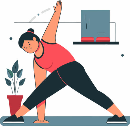 Conceptual Illustration of Stretching Exercises for Health and Fitnessのイラスト素材