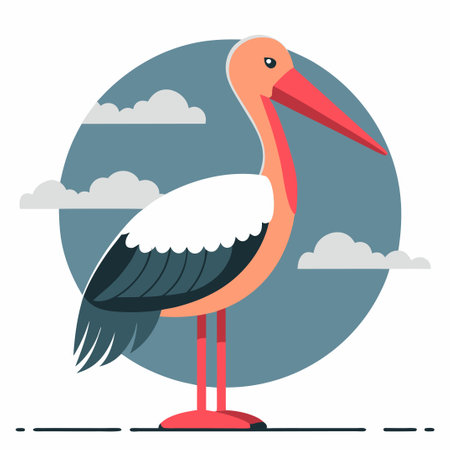 Concept Illustration of a Stork Carrying a Newborn Babyのイラスト素材