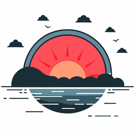 Serene Sunrise Sky with Vibrant Hues and Dramatic Cloudsのイラスト素材