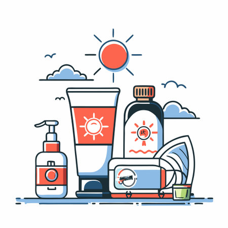 Illustrated Concept of Sunscreen Protection on Human Skinのイラスト素材