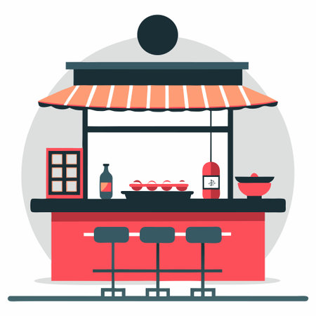 Enticing Sushi Bar Concept: An Illustration of Modern Culinary Ambianceのイラスト素材